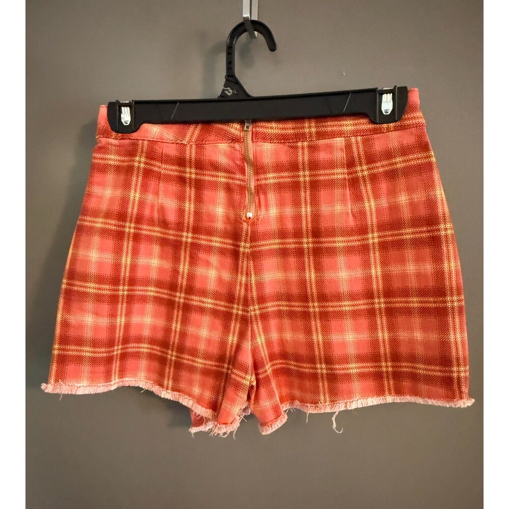 So Plaid Button Front Mini Skort Orange Size 3/26W